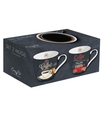 LOT DE 2 MUG "COFFEE" 35 CL