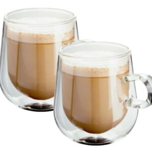 Lot de 2 mugs en verre, double paroi avec anse, 275 ml (Copie)