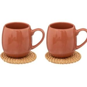 Coffret de 2 tasses de 10 CL avec sous tasses en rotin (Copie)