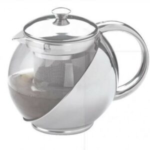 Théière ronde en verre et inox 85cl avec filtre inox (Copie)