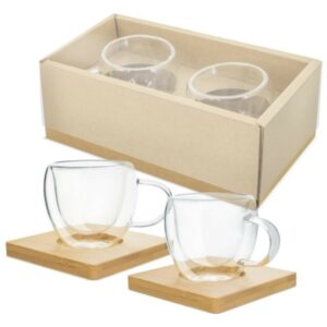 COFFRET 2 TASSES VERRE DOUBLE PAROI 9CL