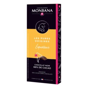 Tablette Monbana Les Pures Origines Équateur, chocolat noir 66 % de cacao, 80 g