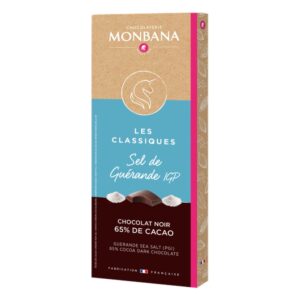 Tablette Monbana Les Classiques au chocolat noir 65 % et sel de Guérande IGP, 80 g