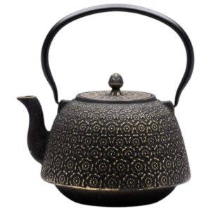 théière fonte de chine huashu 1,3 l noire/or