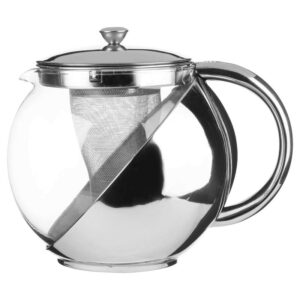 theiere ronde en verre et inox 85cl
