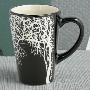 COFFRET 4 TASSES EN GRES TREE NOIR 10CL