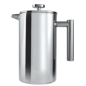 Cafetière à piston Grunwerg 6 tasses en acier inoxydable 18/10 à double paroi finition miroir