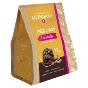 Sachet Petit Croc’ Monbana chocolat noir et trois céréales, 53 g