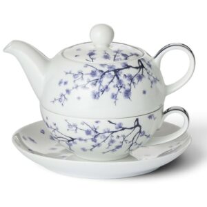 Solitaire à thé Cha Cult Yama en porcelaine bleue et blanche 4 pièces