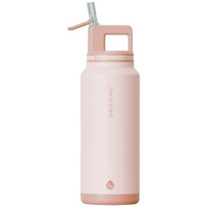 Tumbler isotherme GROSCHE Alpine Flip 1180 ml rose avec poignée, paille et couvercle étanche
