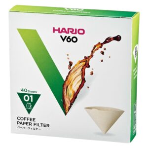 Boîte de 40 filtres papier naturels Hario V60 taille 01 pour dripper café filtre 1 à 2 tasses