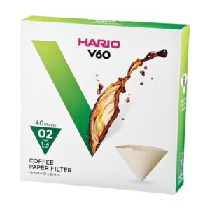 Boîte de 40 filtres papier naturels Hario V60 taille 02 pour dripper café filtre 1 à 4 tasses