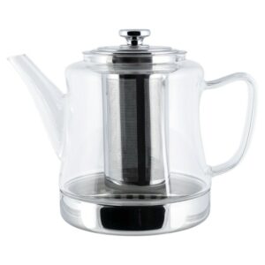Théière Stovetop Grunwerg 1 L en verre borosilicate avec infuseur inox compatible induction