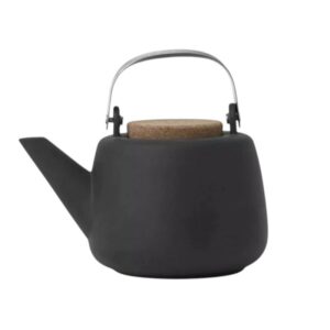 Théière Viva Scandinavia Nicola en porcelaine noire, inox et liège 5 tasses 1,2 L