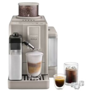 Expresso broyeur De’Longhi Rivelia Start FEB 4255.BG Beige Sable avec carafe LatteCrema Hot et deux bacs à grains interchangeables