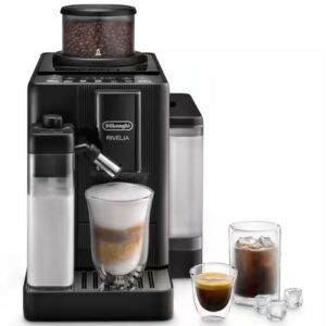 Expresso broyeur De’Longhi Rivelia Start FEB 4255.BXL Noir Onyx avec carafe LatteCrema Hot et deux bacs à grains interchangeables