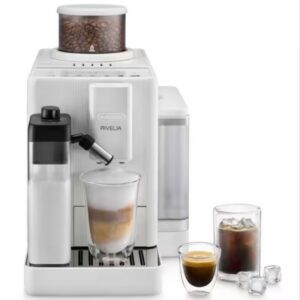 Expresso broyeur De’Longhi Rivelia Start FEB 4255.WXL Blanc Arctique avec carafe LatteCrema Hot et deux bacs à grains interchangeables