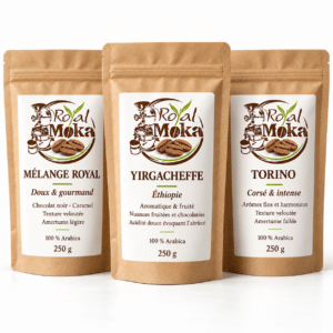 pack découverte café « les 3 profils royal moka » – 3 × 250 g
