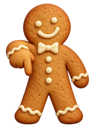 Bonhomme en pain d’épice montrant le bouton de la boutique