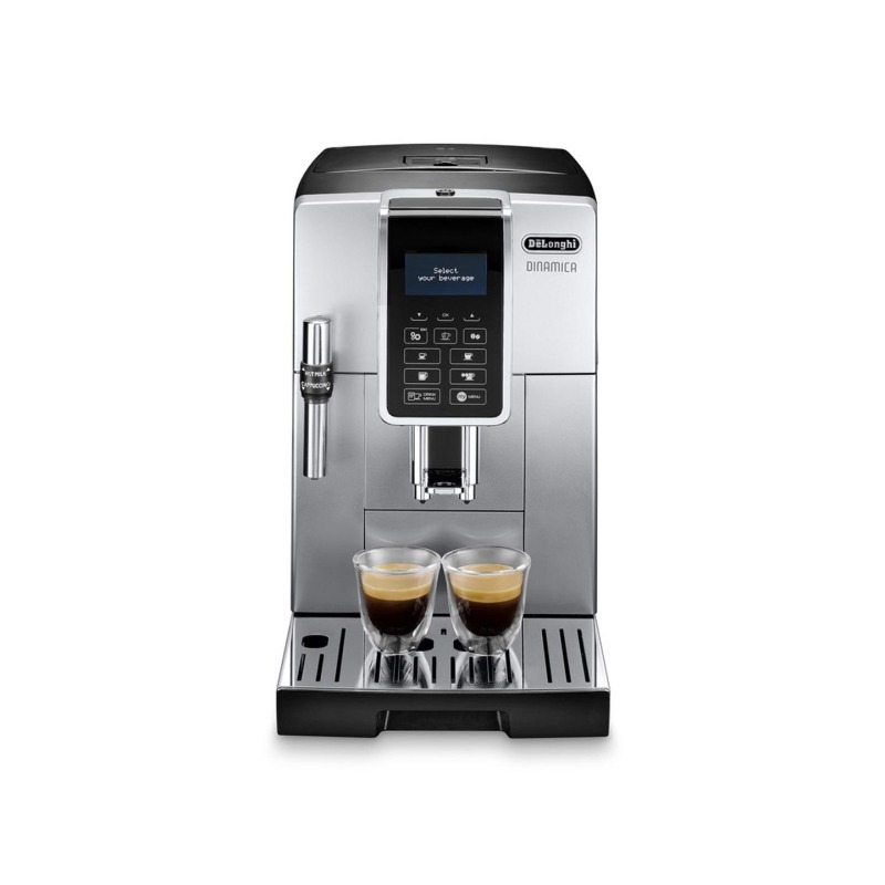 Machine à café à grains De’Longhi Dinamica FEB 3535.SB argent et noire avec écran LCD et buse vapeur