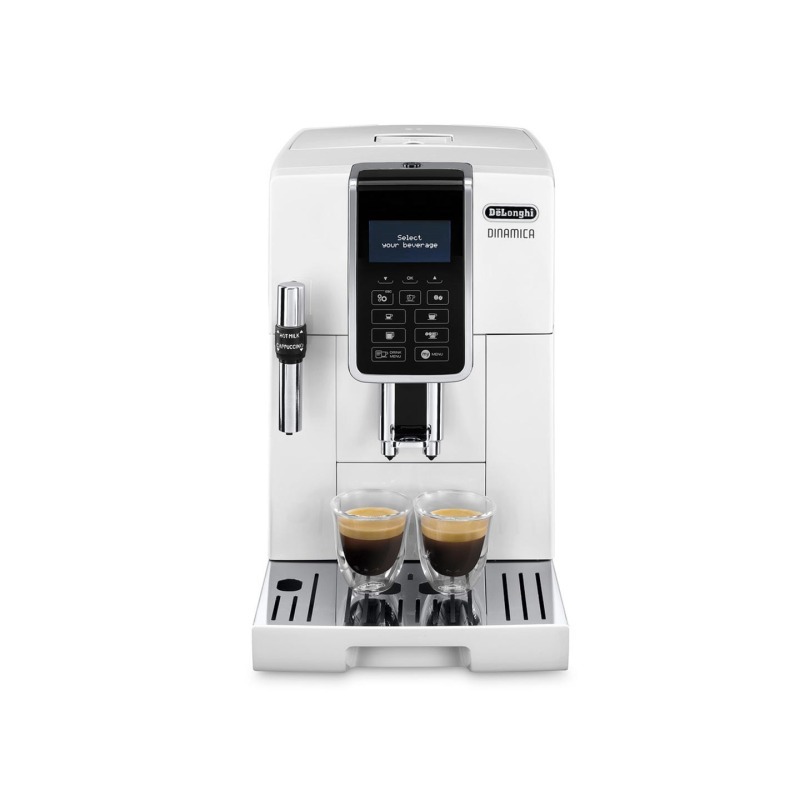 Machine à café à grains De’Longhi Dinamica FEB 3535.W blanche avec écran LCD et buse vapeur