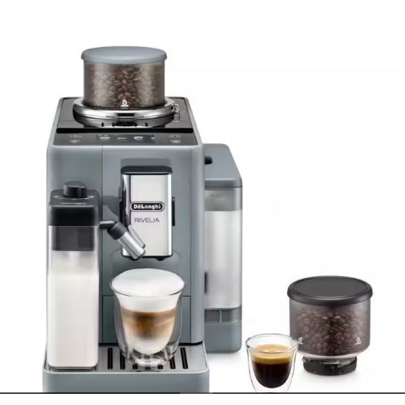 Machine à café à grains De’Longhi Rivelia Latte FEB 4455.G Gris Galet avec carafe à lait et écran tactile