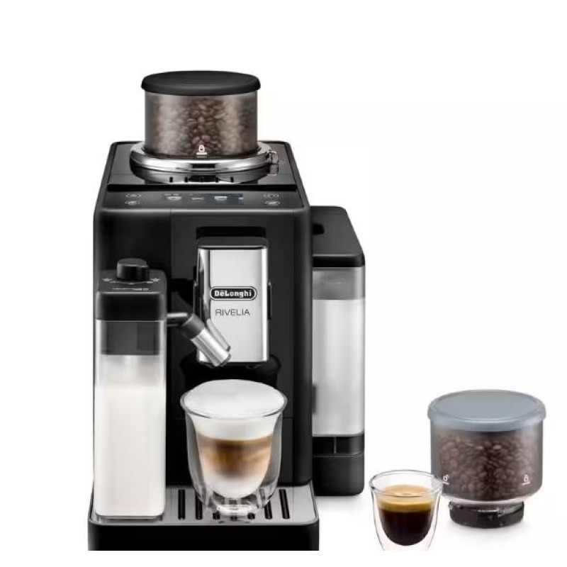 Machine à café à grains De’Longhi Rivelia Latte FEB4455.B Noir Onyx avec carafe à lait automatique