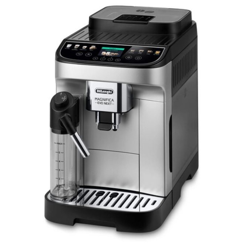Machine à café à grains De’Longhi Magnifica Evo Next ECAM 310.80.SB Silver et noire avec carafe à lait automatique